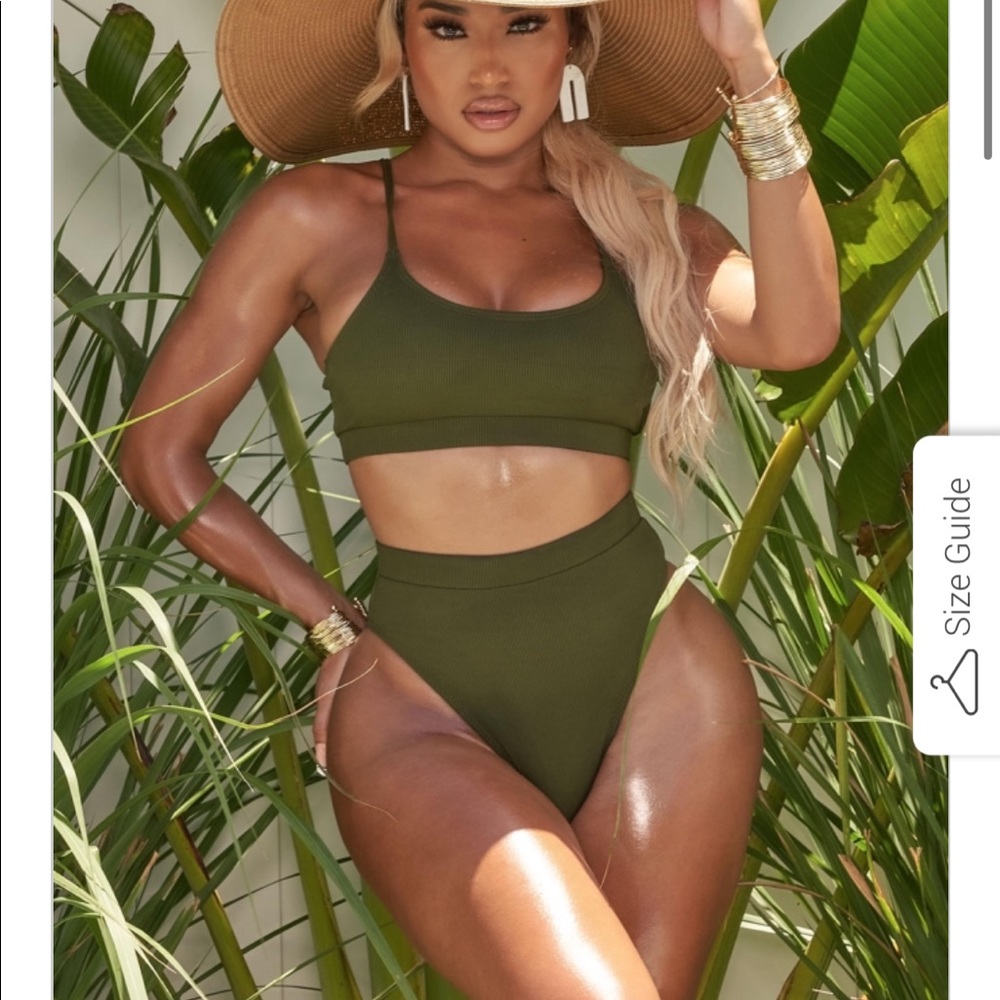 Matte collection Orion ribbed bikini olive